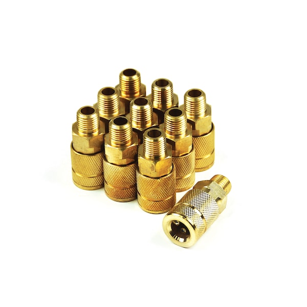 Primefit Automotive Quick Connect Coupler, 6-Ball, Brass, 1/4 in x 1/4 in Male NPT, 10 Pack TC1414MB6-B10-P - main